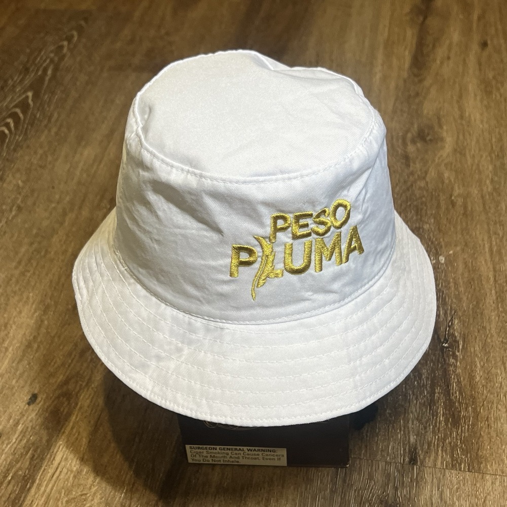 Peso Pluma Bucket Hat White Gold Boonie Army Wide Brim Sun Fishing Rapper Mexico